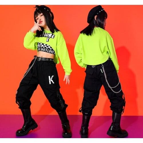 Ballroom Hip Hop Dance Clothes For Kids Lattice Long Sleeved Hiphop Pant Dancers Outfits Jazz Practice Street Dance Wear DQS7479