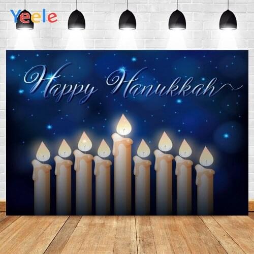 Yeele Happy Hanukkah Blue Spot Candle Judaism New Year Background Photophone Photography Photo Studio for Decor Customized Size
