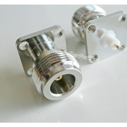 10Pcs N female Jack with 4 holes flange deck PTFE solder 17.5X17.5mm RF connector