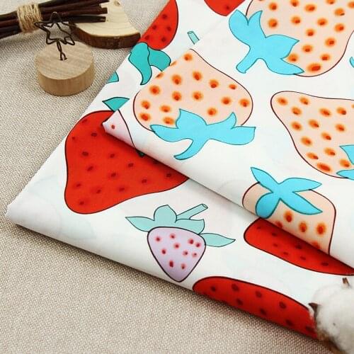 100X145cm Cute Fruit Strawberry Patter Printed Cotton Fabric For Dress Shirt Pants Spring Summer Poplin Tissu Kids Clothing