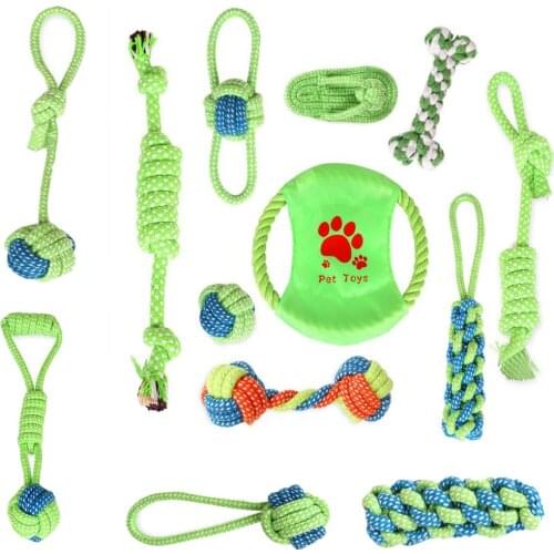 Pet Dog Toy Safe New Cotton Rope Knot Dogs Chew Bite Toys Complicated Teeth Cleaning Ball Slipper Bone Shape Knots Round Ropes