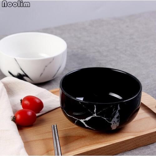 NOOLIM 1Pcs Marbled Ceramic Bowls Minimalist Porcelain Bowls Salad Yogurt Rice Bowl Kitchen Dinnerware Noodle Soup Bowl 4.5/6