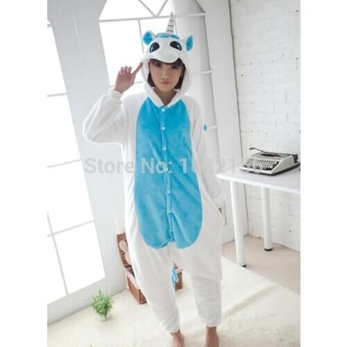 Kigurumi Unisex Cartoon Adult Onesie Children Unicorn Pink&Blue Pajamas Christmas Party Costumes Halloween Cosplay