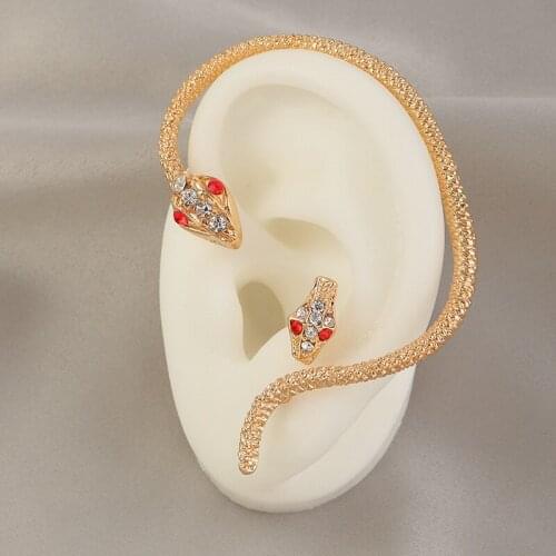 2021 Gothic Punk Rock Snake/Star/Butterfly Crystal Rhinestone Ear Cuff Wrap Stud Clip Earring Clip on Earrings Women NO Piercing