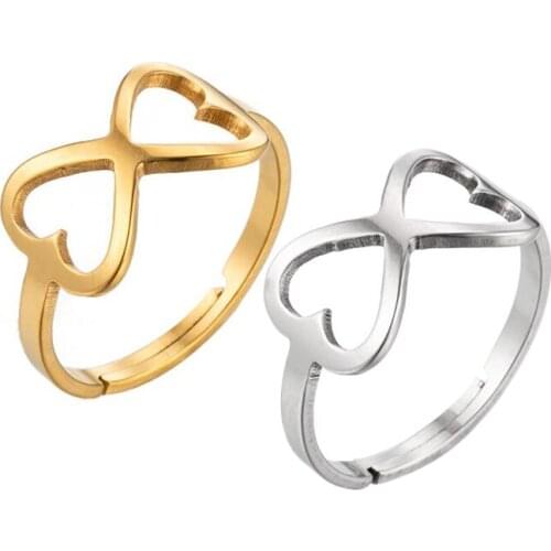 Stainless Steel Heart Shape Infinity Ring Gold Silver Color Wedding Gift Love Forever Ring for Women Fashion Jewelry Bague