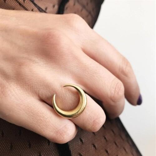 Crescent Moon Ring Stacking Half Moon Boho Ring Minimalist Double Horn Gift For Women Best Friend Bague Femme Size 8