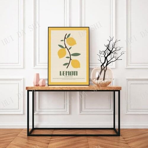 Lemon Poster, Food Print, Modern Kitchen Decor, Food lover, Exhibition Poster, Retro Wall Art, Home Decor, Fruit Illustration
