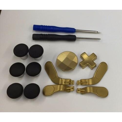 10PCS 12 in 1 - Metal Mod 6 Swap Thumbsticks Joysticks, 4 Paddles & 2Dpads for Xbox One Elite Controller ( Gold)