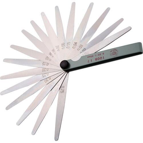 100mm 17 Blade Metric Feeler Gauge 0.02-1.00mm Gap Filler Thickness Measurement Tool Set
