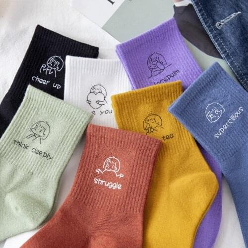 Harajuku kawaii casual womens socks cute design abstract socks korean style oil painting creative art sokken