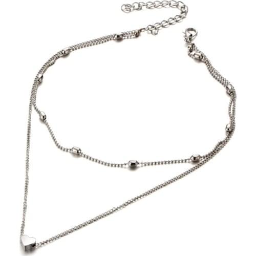 Fashion Women Peach Heart Multilayer Clavicle Necklace
