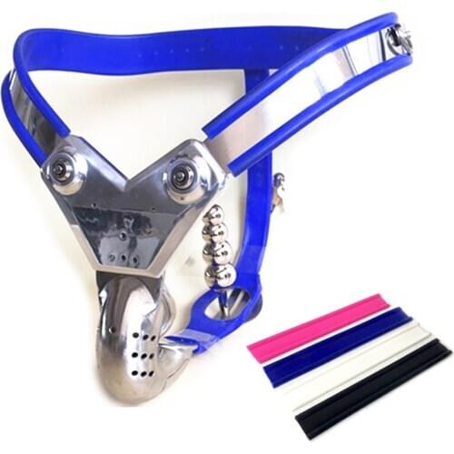 Male Chastity Belt T-Type Chastity Underpant Stainless Steel Penis Bondage Chastity Device Anal Plug Sex Toys for Men G7-4-67