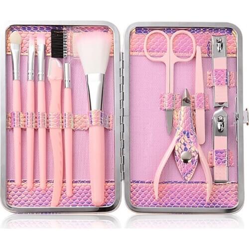 11PCS/1Set Nail & Eyebrow Kit Stainless Steel Manicure Grooming Set Nail Clipper Kit Professional Grooming Kits Pedicure Tools