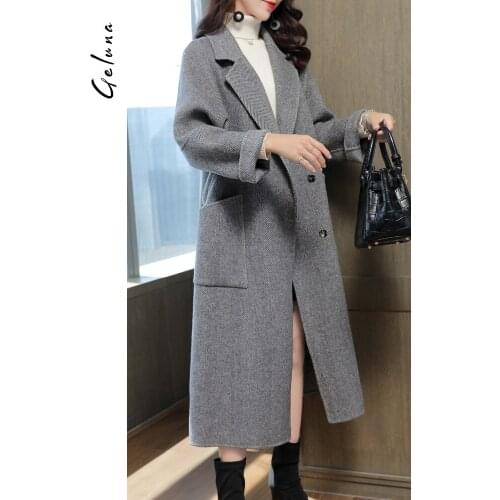 2021 new double-sided tweed coat womens middle and long womens wear alpaca wool high-end double-sided zero cashmere coat