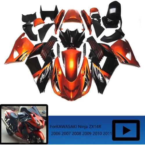 For Kawasaki Zx14r body kit 2006-2011 ZZR 1400 2011 Zx14 Zx-14r fairing kit 06 07 Orange fairing
