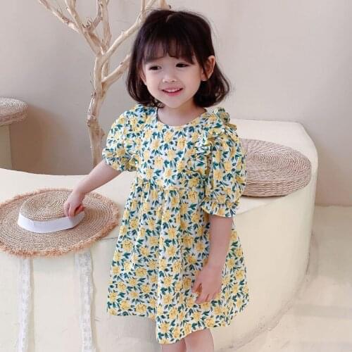 Girls clothes summer season sweet floral dress fashion new Korean version 2-7 years old Beibei high-quality childrens clothing