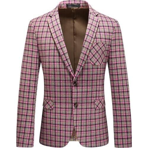 MenS Suit Blazer Jackets 2021 Latest Small Plaid Slim Fit Formal Jacket MenS Clothing Business Casual Banquet Party Top Blazer