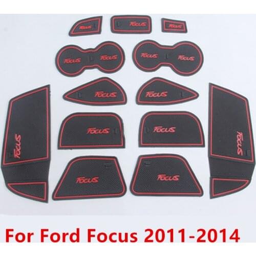 Anti-Slip Gate Slot Mat Rubber Coaster for Ford Focus 3 MK3 2011-2014 pre-facelift ST RS Accessories Car Stickers 13Pc