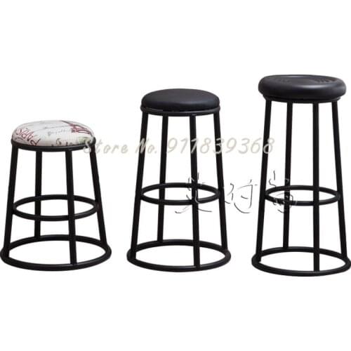 Retro wrought iron high-leg counter bar stools mobile phone shop business hall milk tea shop bar chair