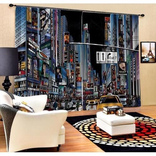 Luxury Blackout 3D Window Curtains For Living Room Bedroom Customized size street curtains building curtain