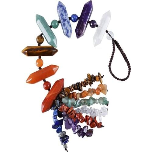 Handmade Weave Multi Layer Hexagon Column Many Color Quartz Stone Pendant Healing ReiKi Chakra Jewelry