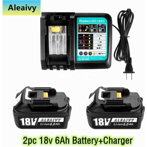 WIth Charger BL1860 Rechargeable Battery 18 V 6000mAh Lithium Ion for Makita 18v Battery 6ah BL1840 BL1850 BL1830 BL1860B LXT400