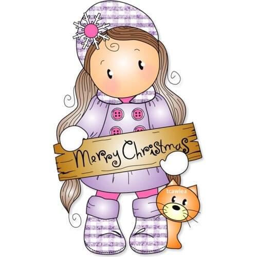 Merry Christmas Girl Cutting Dies Cat Stencil for DIY Craft Scrapbooking Cards Decorative