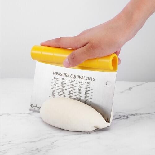 Scraper 2-in-1 Scraper Stainless Steel Dough with Measuring Cutter Blade Roll Handle Flour Dough Scraper baking tools for cakes