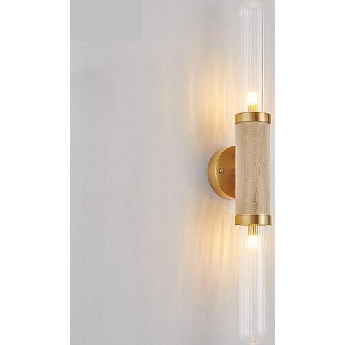 Living room wall lamp modern Mirror Wall Sconce corridor aisle Stairs Led Light bedroom bedside double head long glass wall lamp