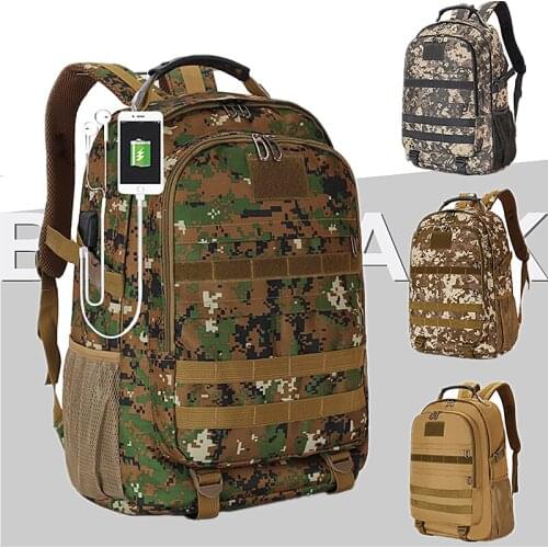 40L USB Socket Tactical Bag Waterproof Trekking Backpack Outdoor Climbing Hiking Camping Rucksack Travel Pack for Men Women