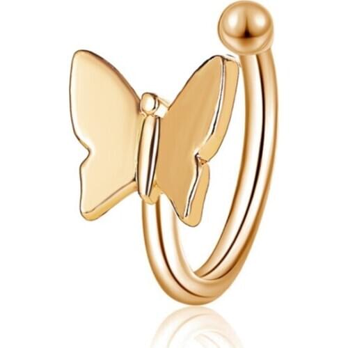 U Shape Simple Clip-on Earrings Golden White Butterfly Copper Fashion Ear Cuff Clip Earrings For Women