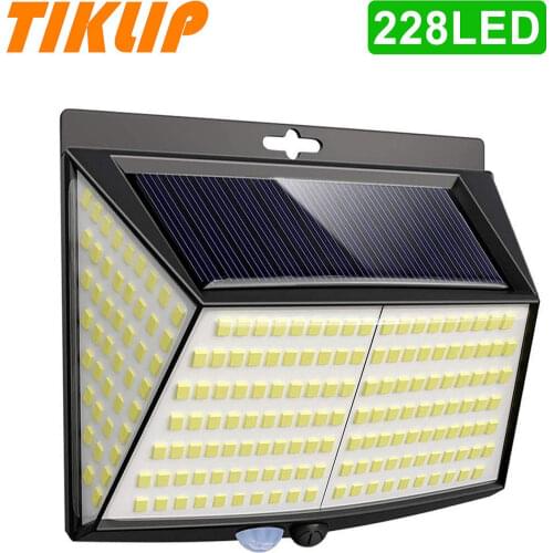 Solar Led Light Outdoor 228 LED Sunlight Powered Terrace Spotlight 3 Mode Waterproof Wall Lamp With Sensor For Garden Decoration