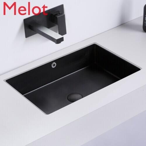 Ceramic Bottom Basin Matte Black Wash Basin Large Size Embedded Basin Flat Marble Embedded Washbasin