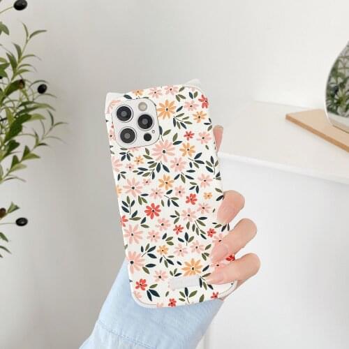 Retro Korean cat ear reliefs sweet Flowers art Phone Case For iPhone 11 12 Pro Max Xs Max XR Xs 7 8 Plus X 7Plus case Cute Cover