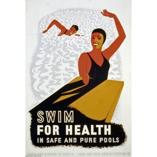 Vintage Swimming Games Swim For Health Poster Canvas Painting DIY Wall Paper Posters Home Decor Gift