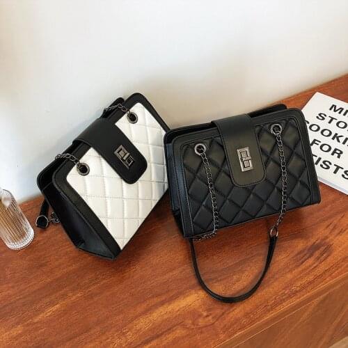 High Quality Rhombic Handbags 2021 New Hong Kong Style Shoulder Bag Girl Chain Messenger Bag