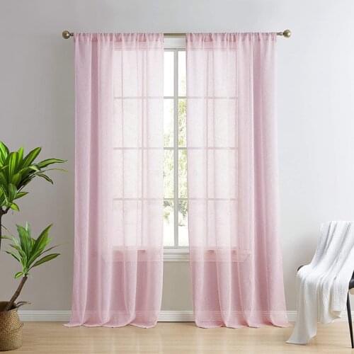 Sheer Voile Window Curtain Treatment Panels for Kitchen Bedroom Solid Color Curtain Panels for Living Room Home Decoration
