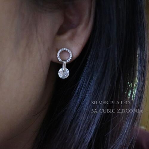 5A round cz Stud earrings for women Silver plated with AAA Rhinestone stone earring fashion earing female girl jewelry gift