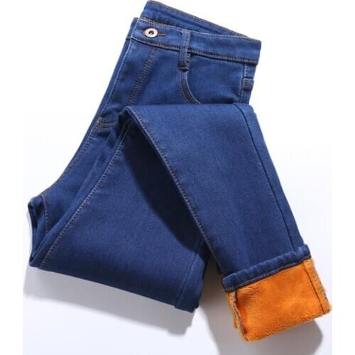 High Waist Warm Jeans For Women Blue Female Black Winter Jeans Women Denim Pants Jean Femme 2020 Ladies Trousers Warm Pants