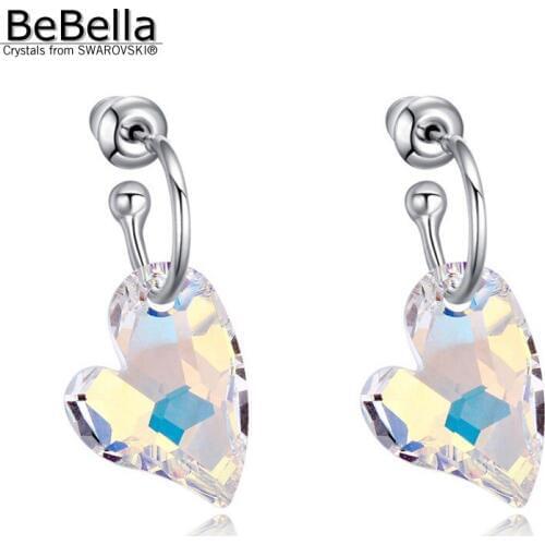 BeBella heart shape crystal dangler earrings made with Swarovski Elements for women party gifts 5 colors