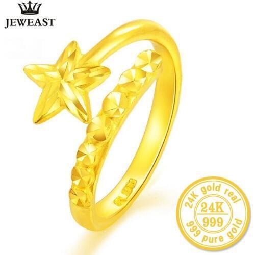 ZZZ JEWEAST 2020 Womens Pure 24k yellow gold starlight wish Living circle gold ring Fashion&Trendy Females Rings With