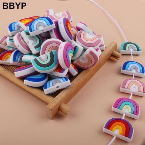 10pcs DIY Baby Silicone Teether Rainbow Baby Teething Teethers For Teeth Pendant For Chain Pacifier Personalized Baby Gifts