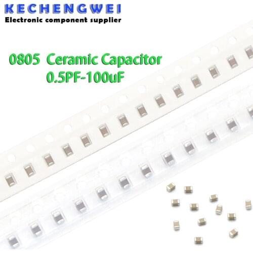 100pcs 100nF X7R Error 10% 50V 0805 0.1UF 104 1pF ~ 47uF SMD Thick Film Chip Multilayer Ceramic Capacitor