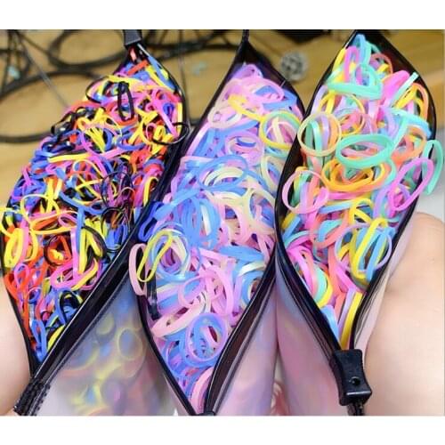 1000Pcs/Set Candy Colors Basic Elastic Girls Cute Hair Bands Ponytail Holder For Hairstyling Rubber Band Solid Hair Accessories