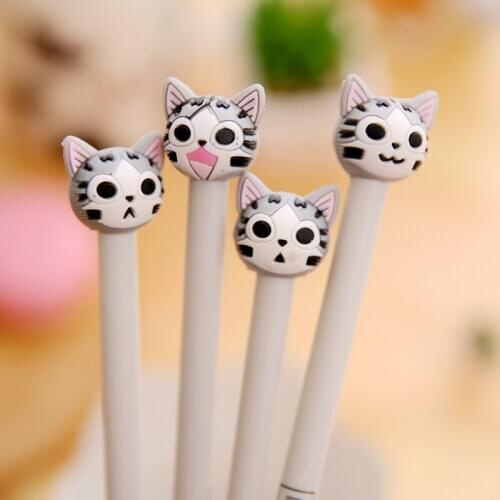 24 pcs/lot 0.5mm New Arrival Cute Cheese Cat Gel Ink Pen Promotional Gift Stationery School & Office Supplies