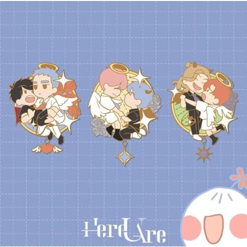 3 Designs Comic Here U Are Metal Badge Yu Yang, Li Huan Cartoon Character Badges Pendant Manga Around