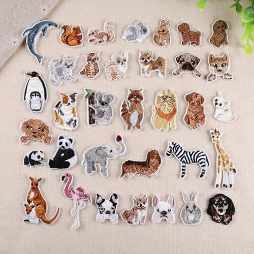3D Lifelike Animal Embroidery Patches Lion Panda Elephant Patchwork Iron on Patch Patches for Clothing Appliques badges stickers