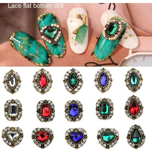 3D Nail Art decoration Metal/Glass Nail Rhinestones Japanese Alloy Glitter Metallic Nail Sticker 10pcs/Lot Nail Charms Jewelry