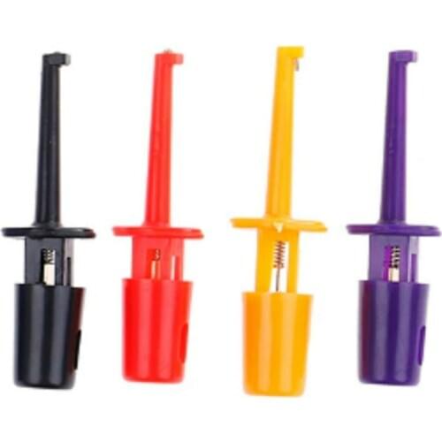 4pcs Test Hook Probe Clip For Electronic Testing IC PCB Grabber Round Crocodile