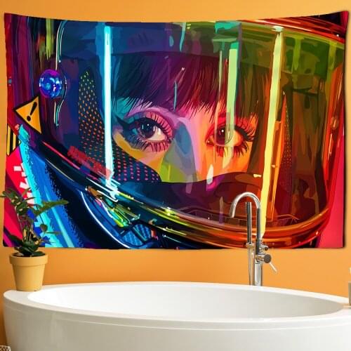Anime Biker Girl Tapestry Headboard Wall Art Painting Tapestry Home Decor